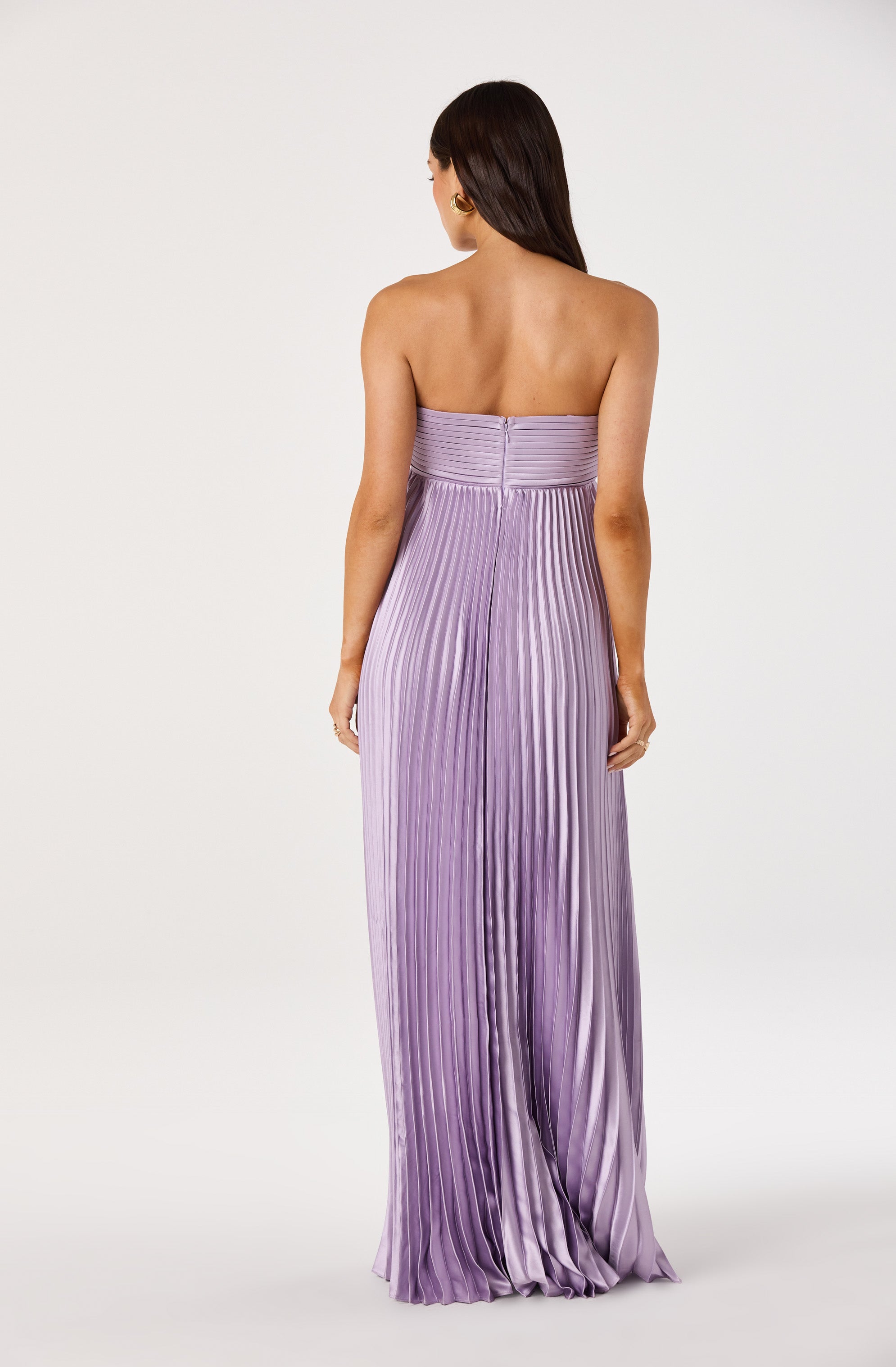 Cyrina Pliss茅 Strapless Maxi Gown