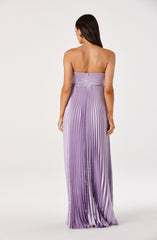 Cyrina Pliss茅 Strapless Maxi Gown