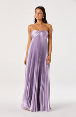 Cyrina Pliss茅 Strapless Maxi Gown