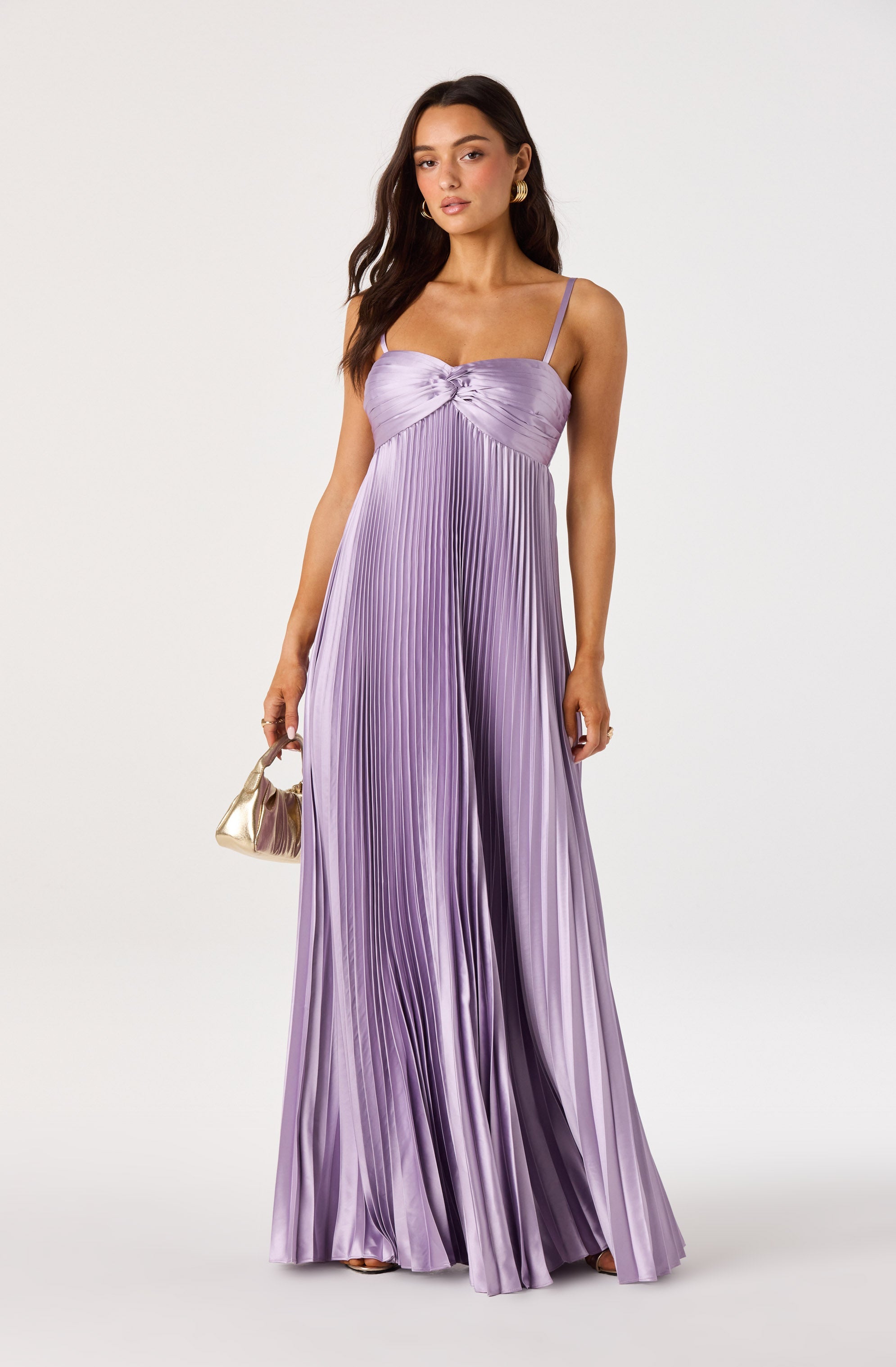 Cyrina Pliss茅 Strapless Maxi Gown
