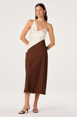 Amiyah Colorblock Cowl Neck Midi Dress