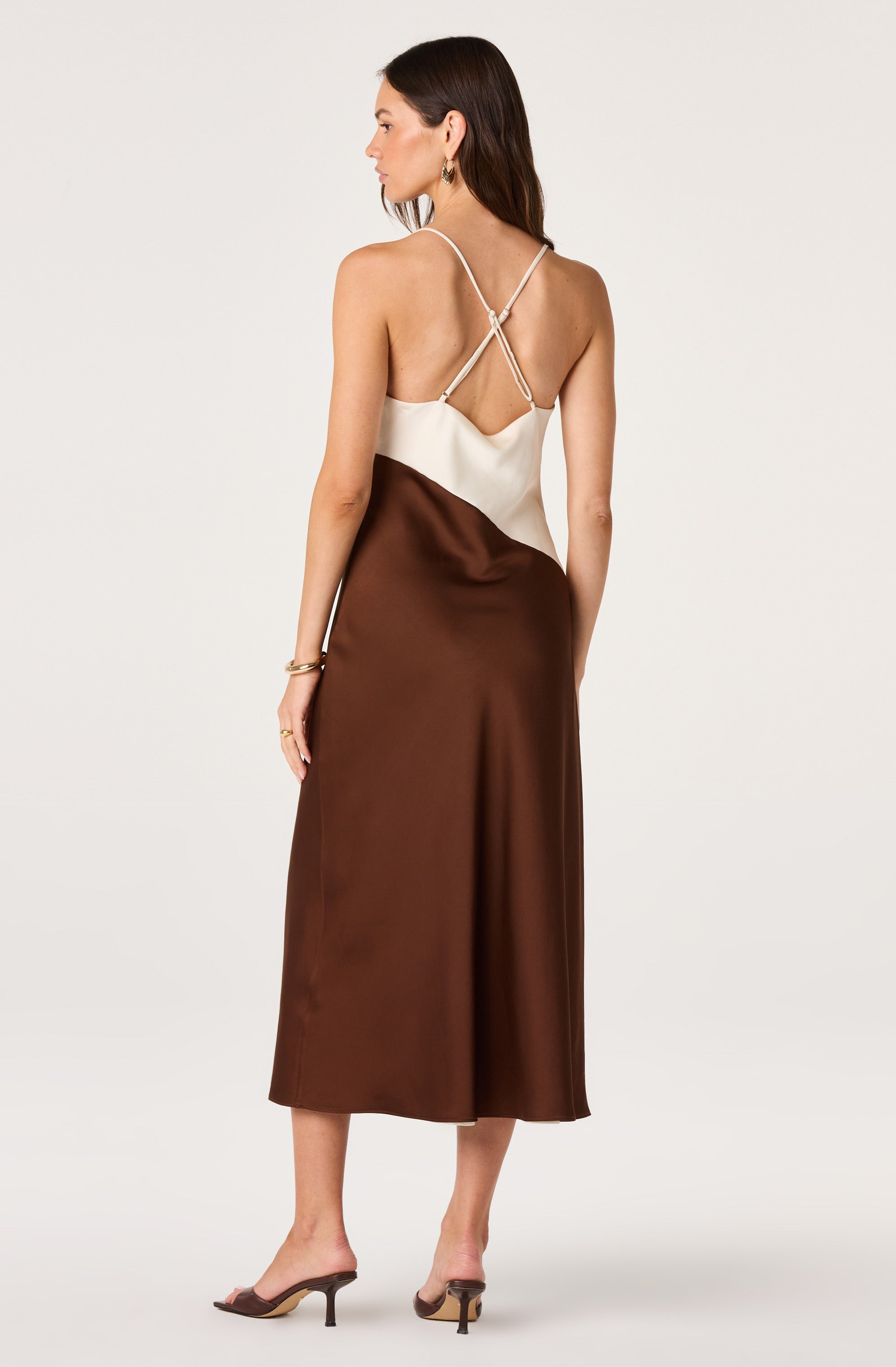 Amiyah Colorblock Cowl Neck Midi Dress