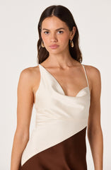 Amiyah Colorblock Cowl Neck Midi Dress
