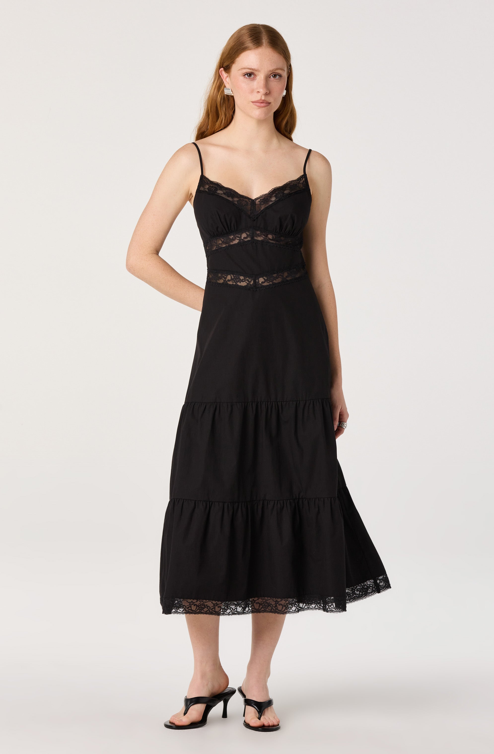 Berenice Lace Trim Midi Dress
