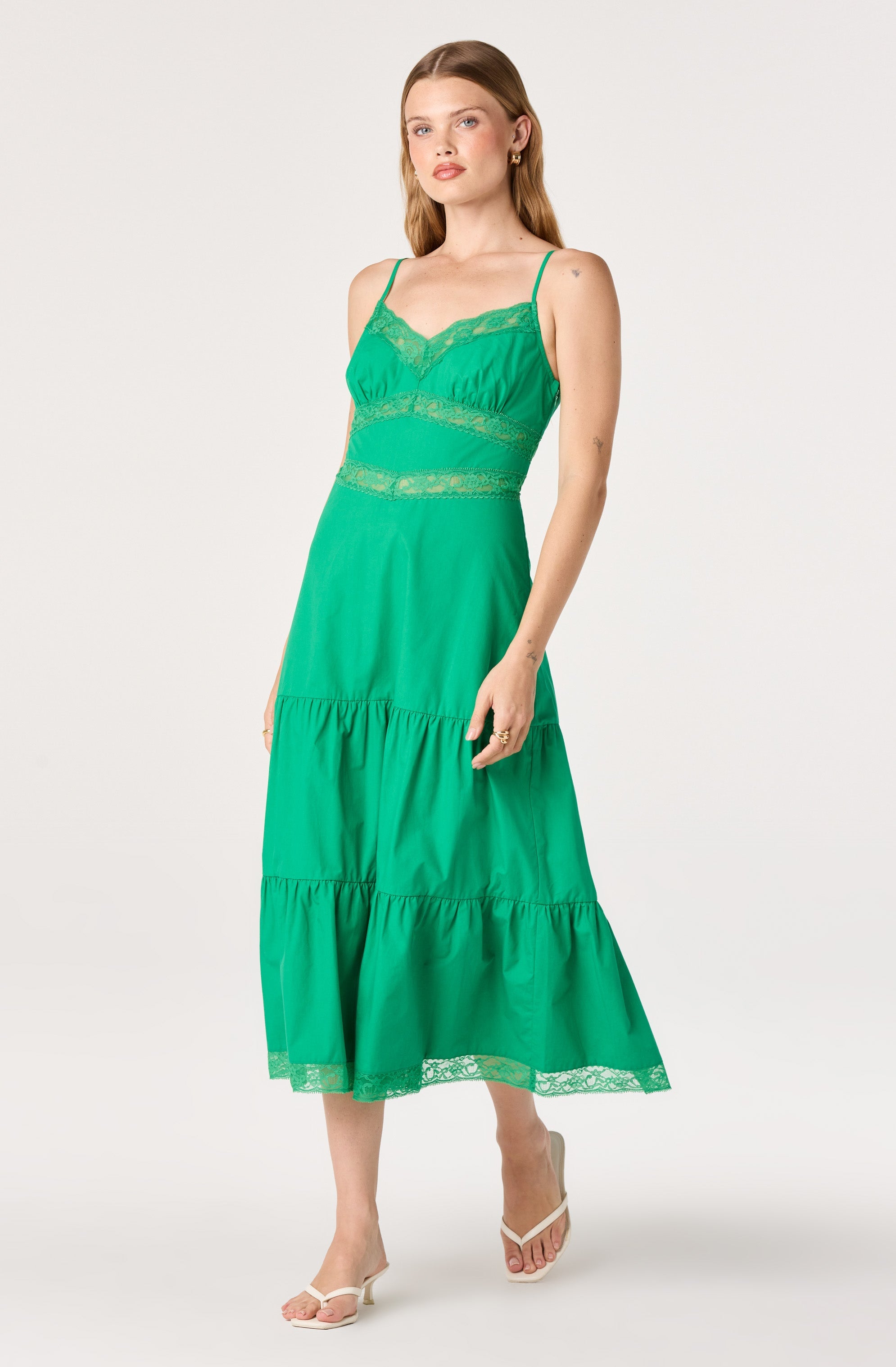 Berenice Lace Trim Midi Dress