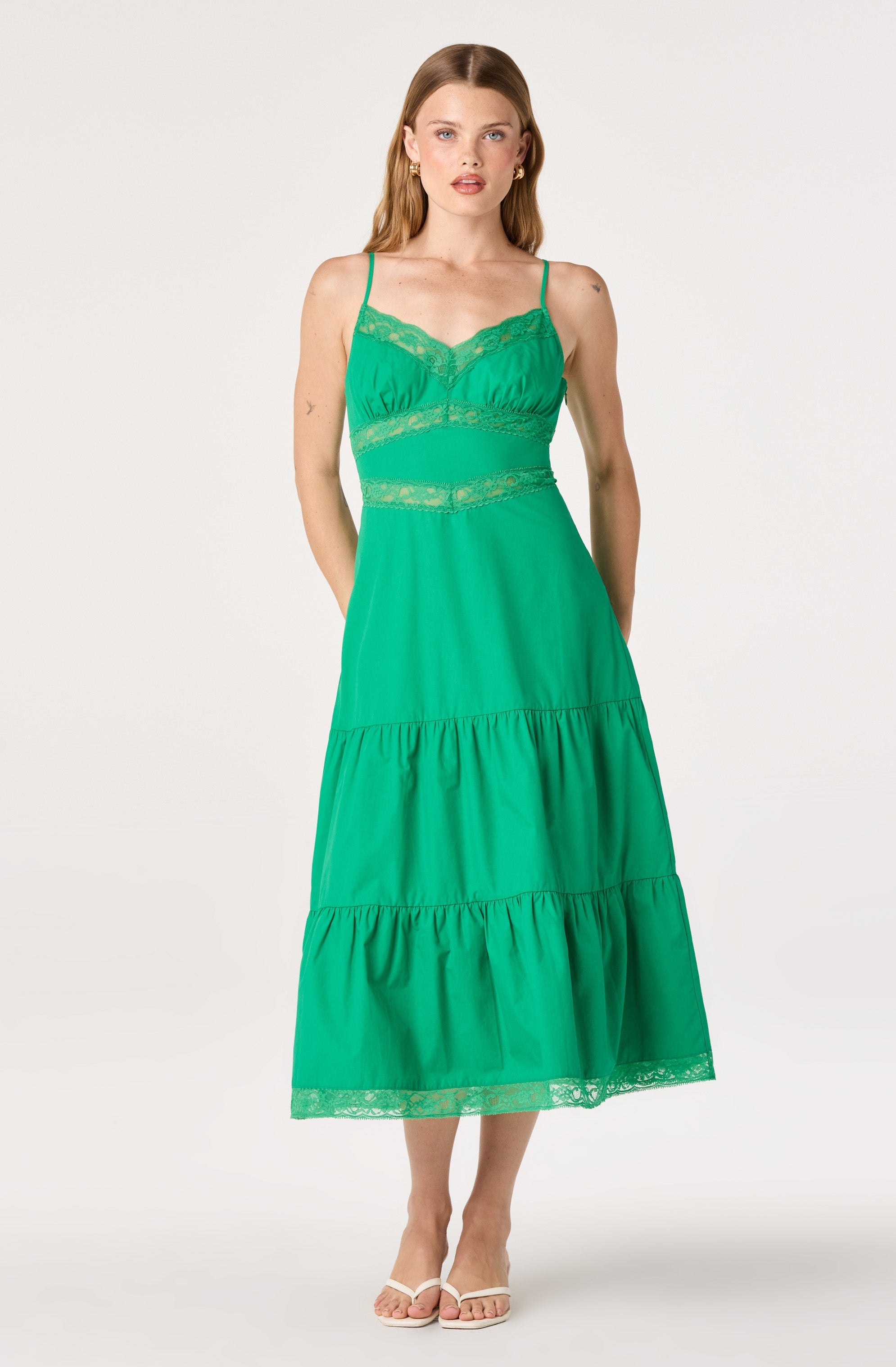 Berenice Lace Trim Midi Dress