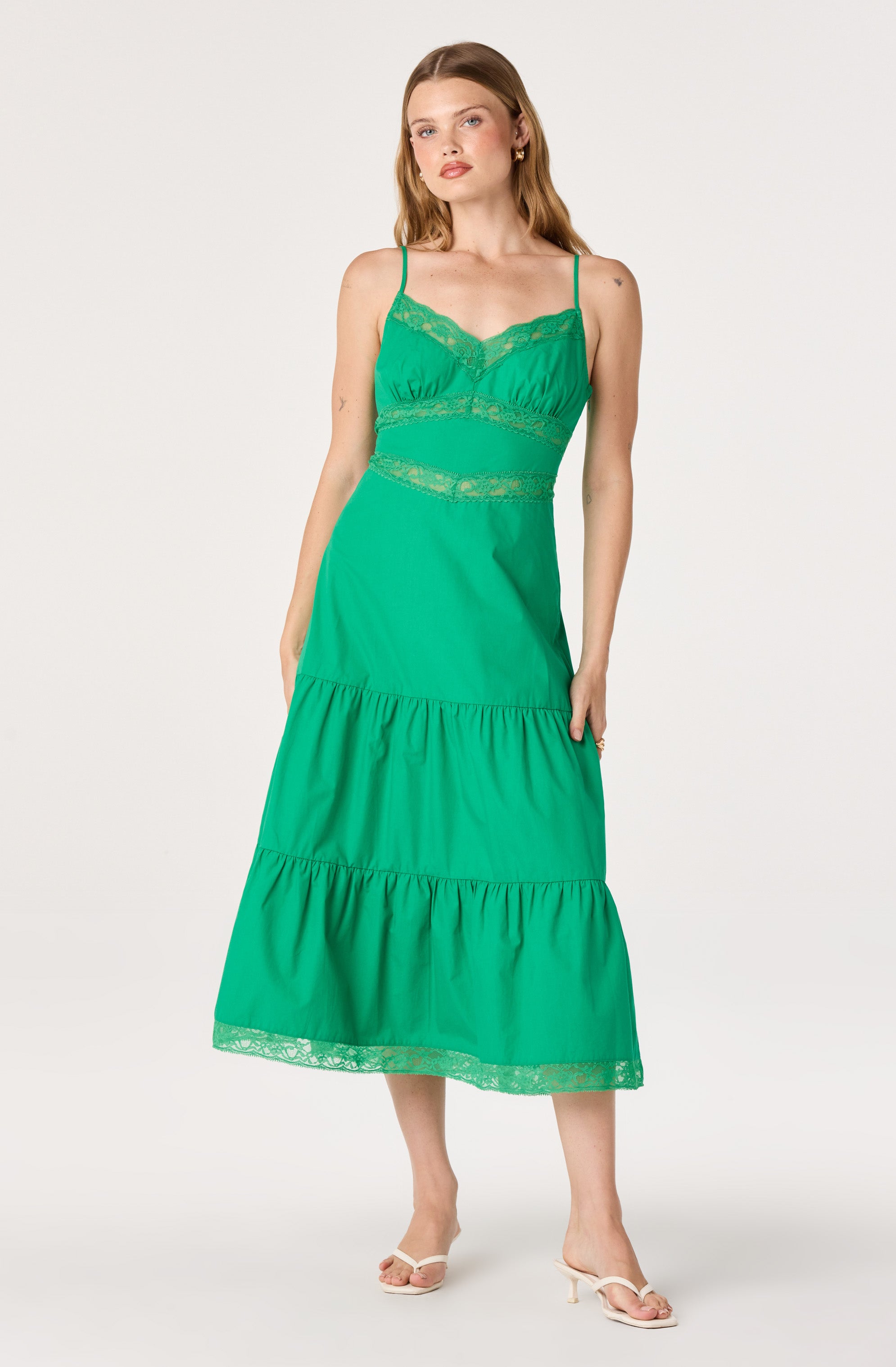 Berenice Lace Trim Midi Dress