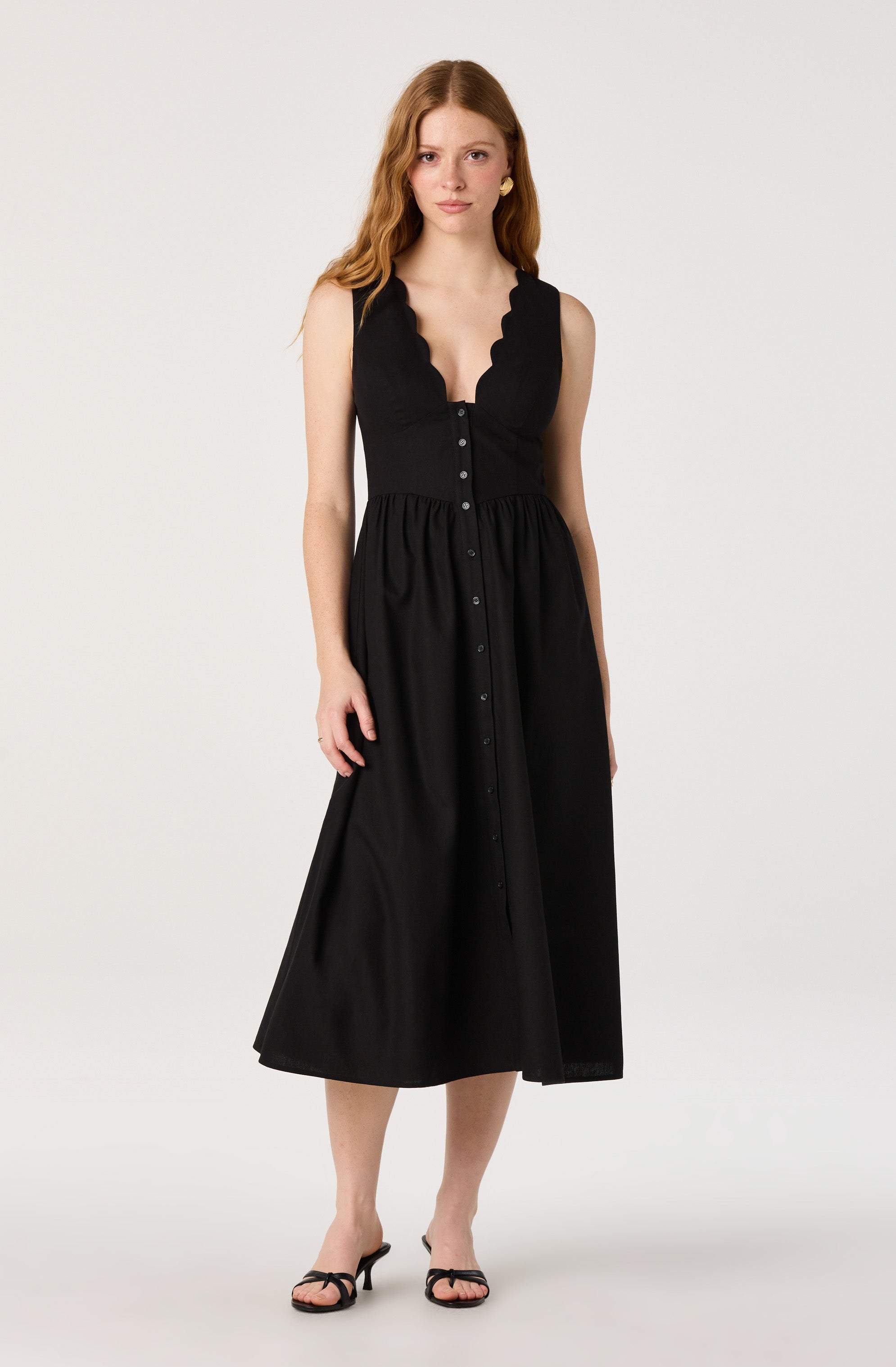 Cory V-Neck Button-Front Midi Dress