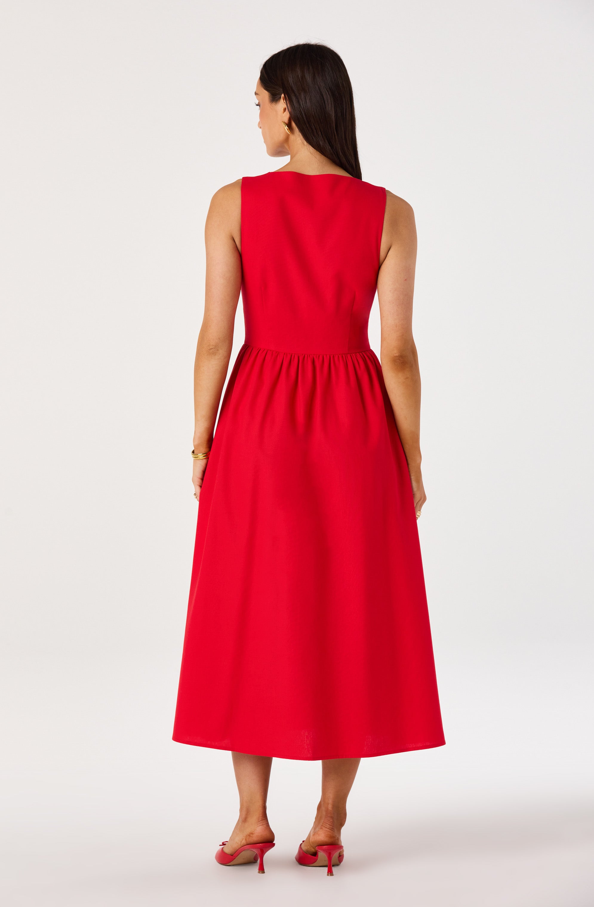 Cory V-Neck Button-Front Midi Dress