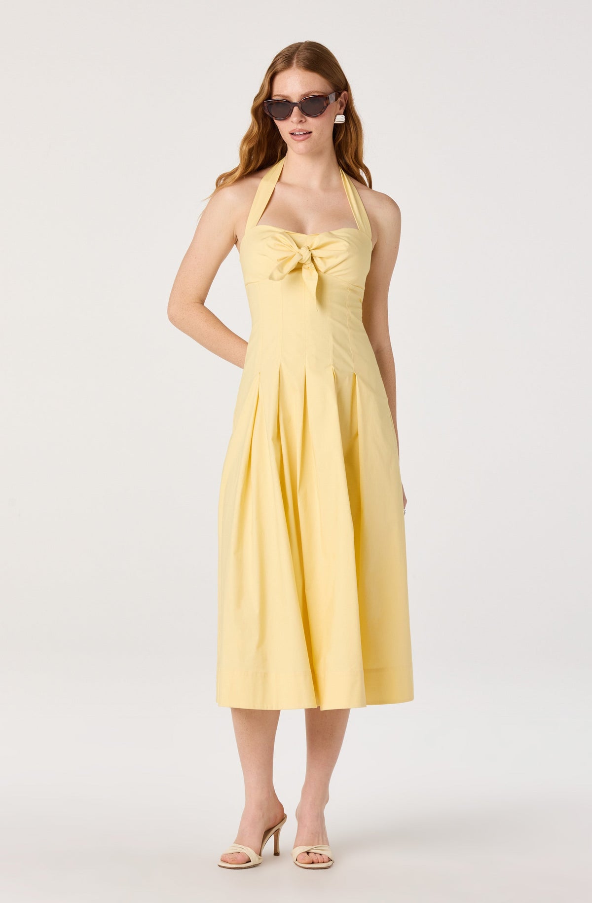 Janae Pleated Halter Midi Dress
