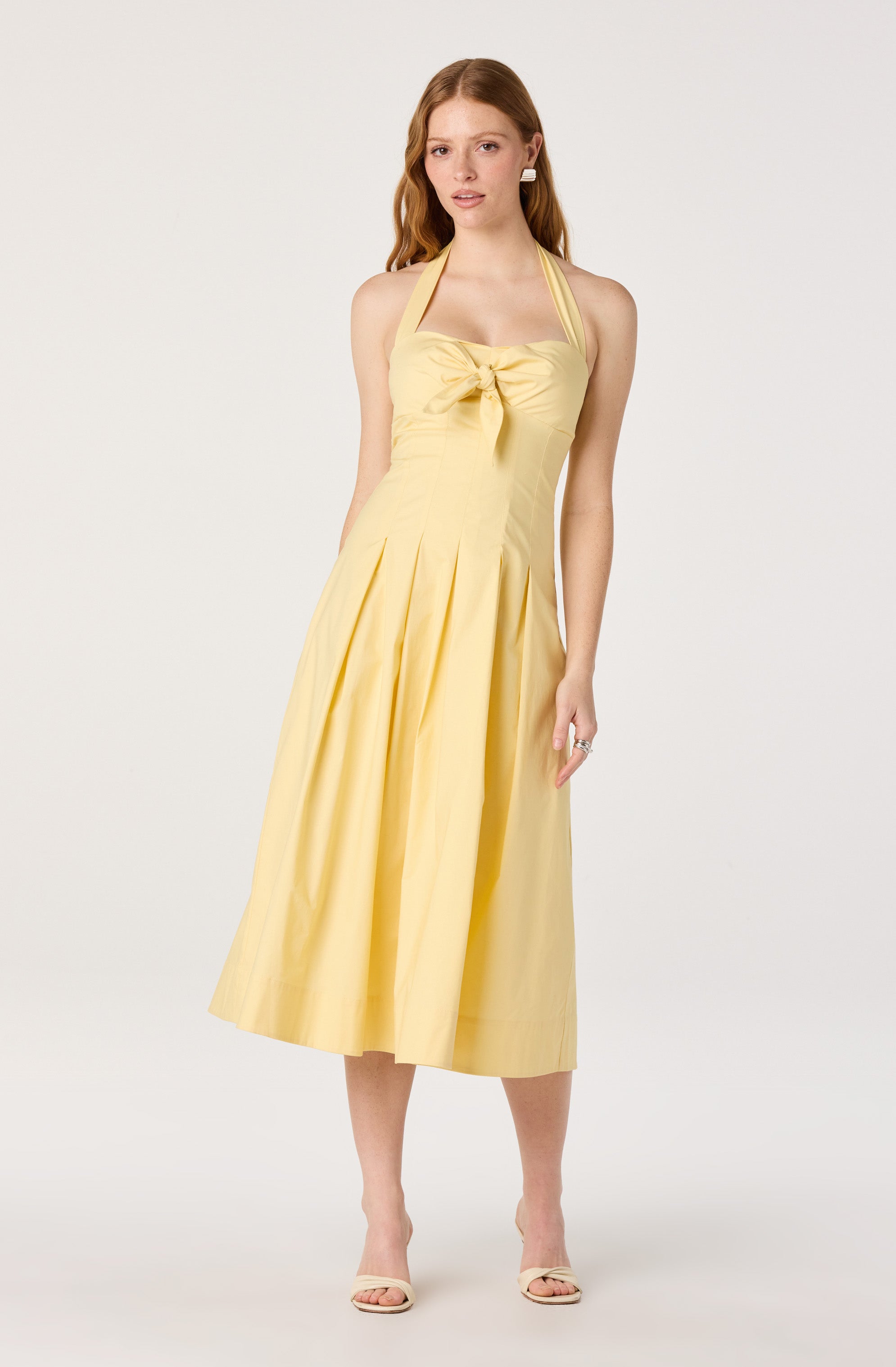 Janae Pleated Halter Midi Dress