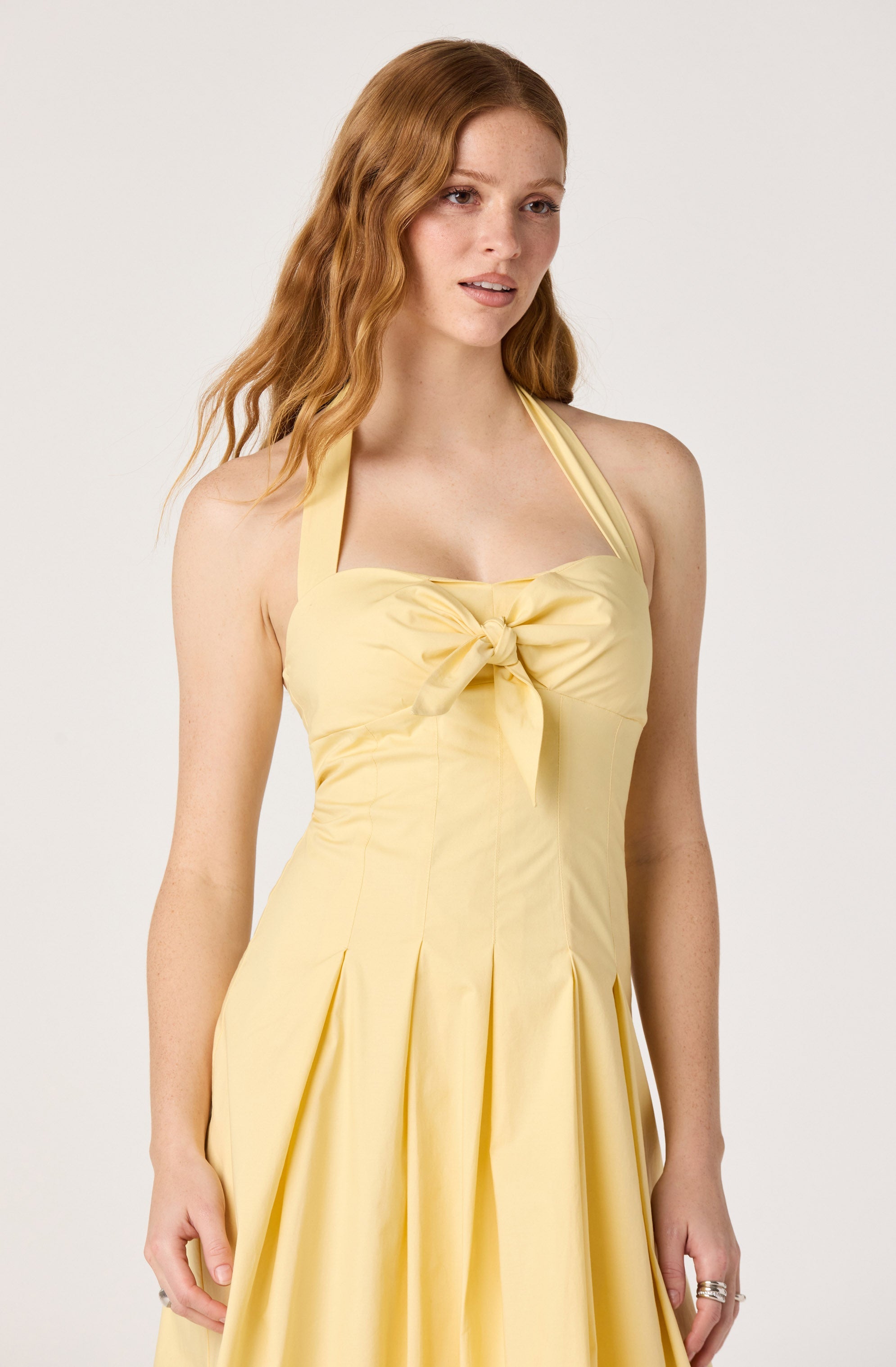 Janae Pleated Halter Midi Dress