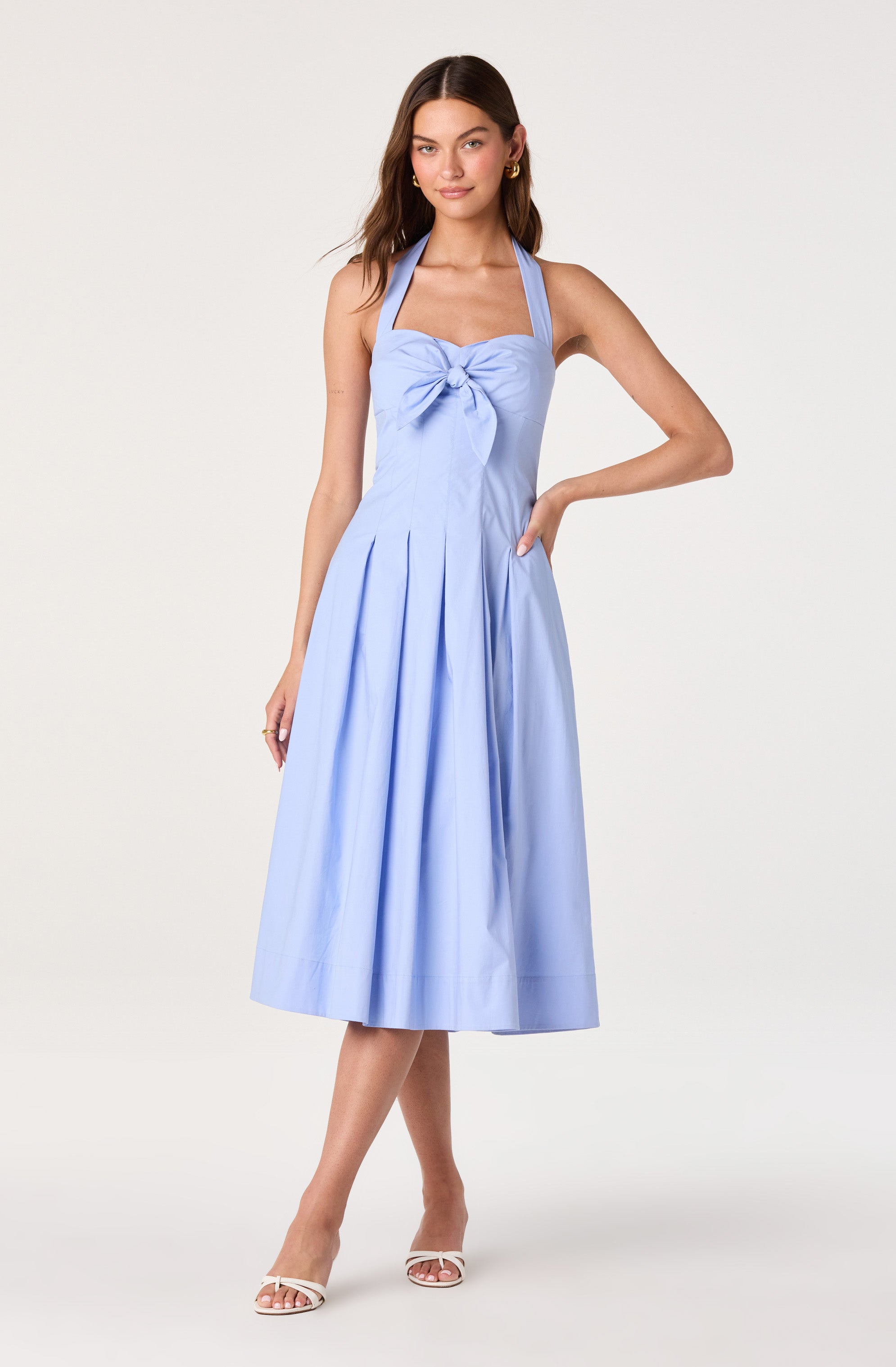 Janae Pleated Halter Midi Dress