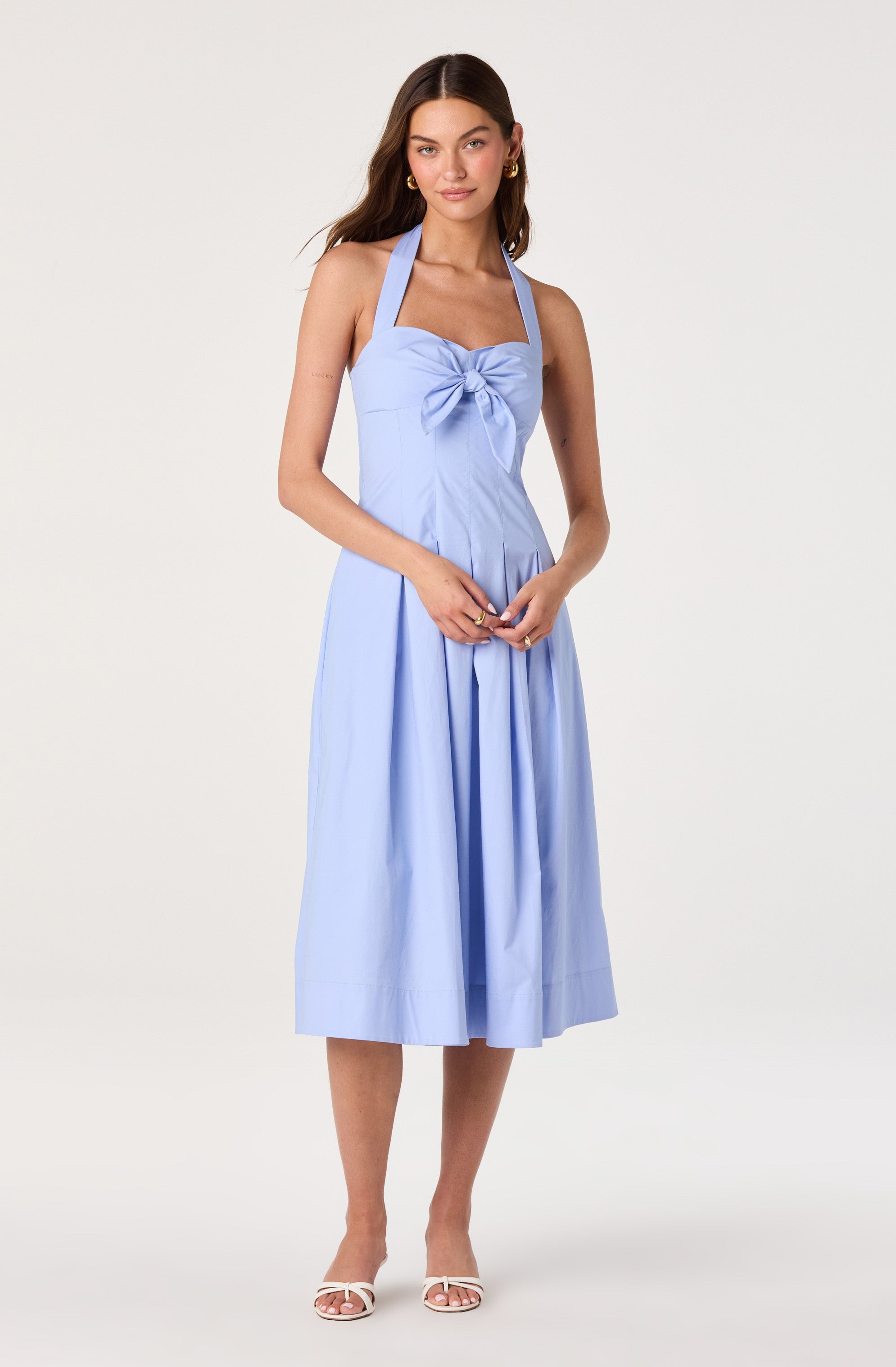 Janae Pleated Halter Midi Dress