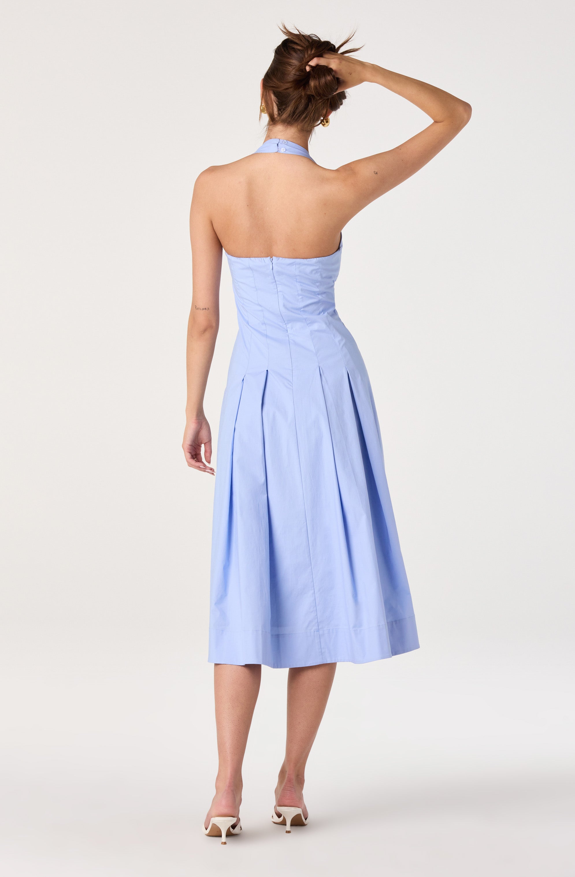 Janae Pleated Halter Midi Dress
