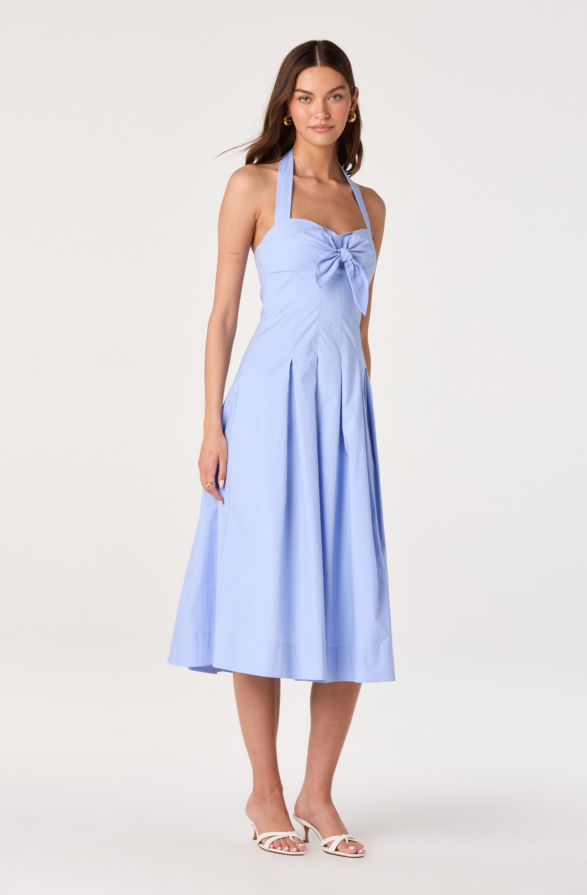 Janae Pleated Halter Midi Dress