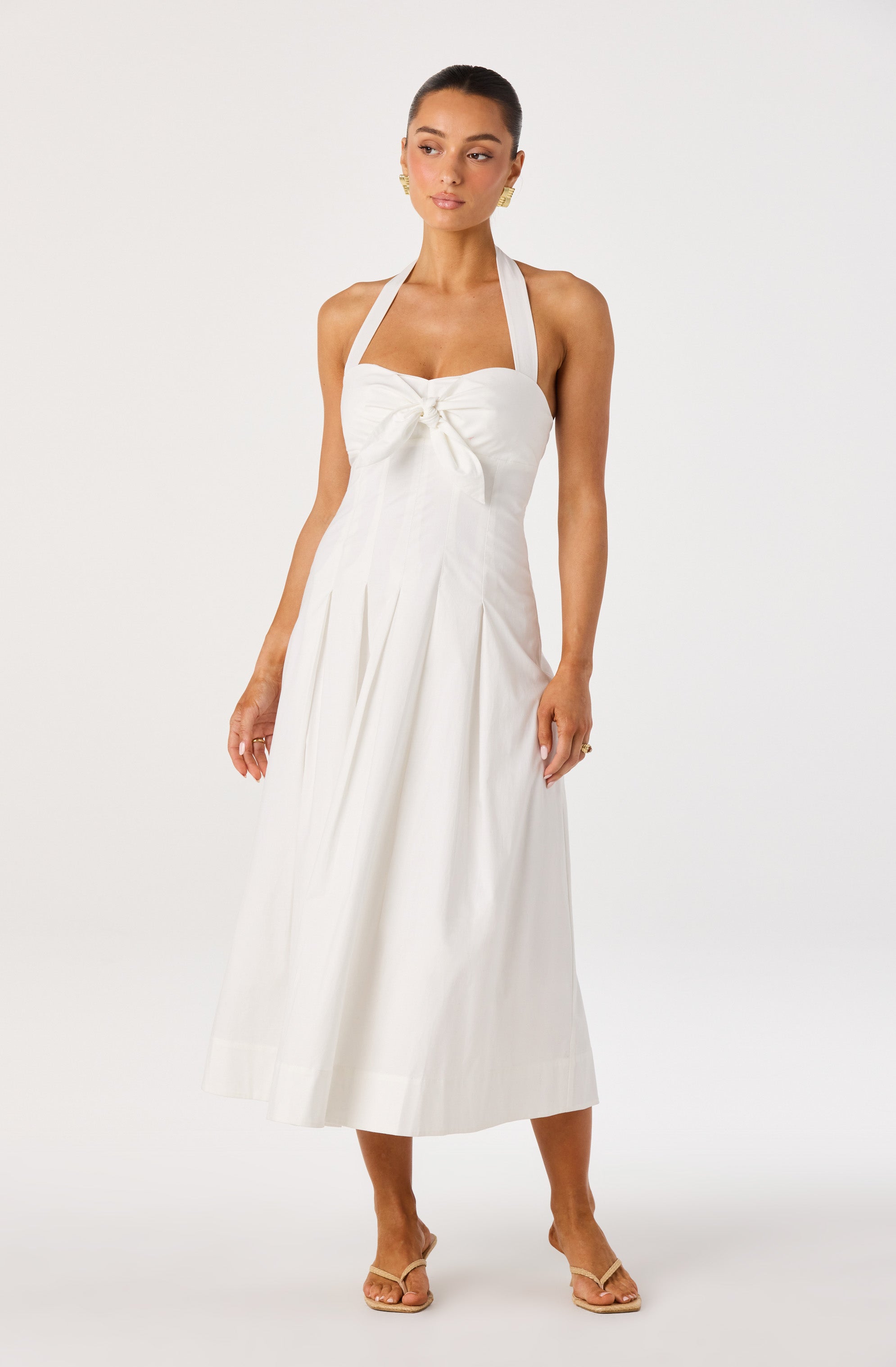 Janae Pleated Halter Midi Dress