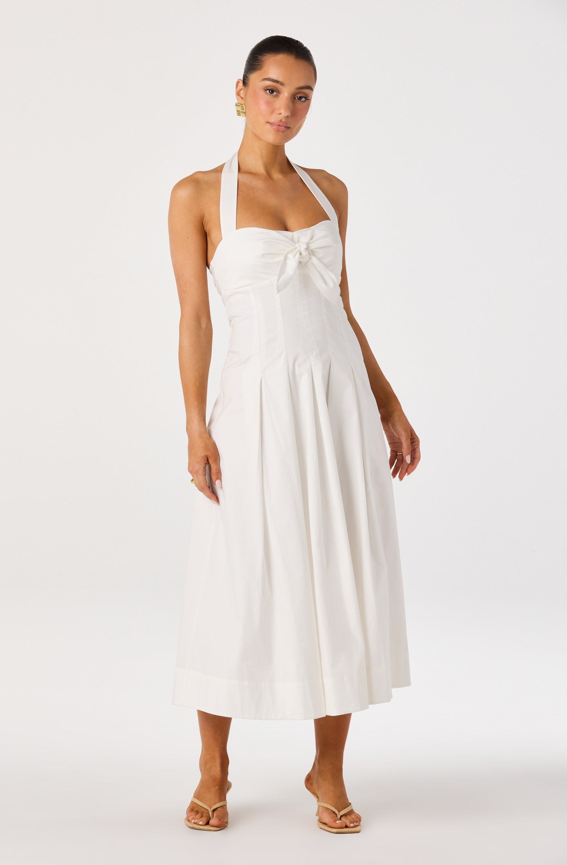 Janae Pleated Halter Midi Dress
