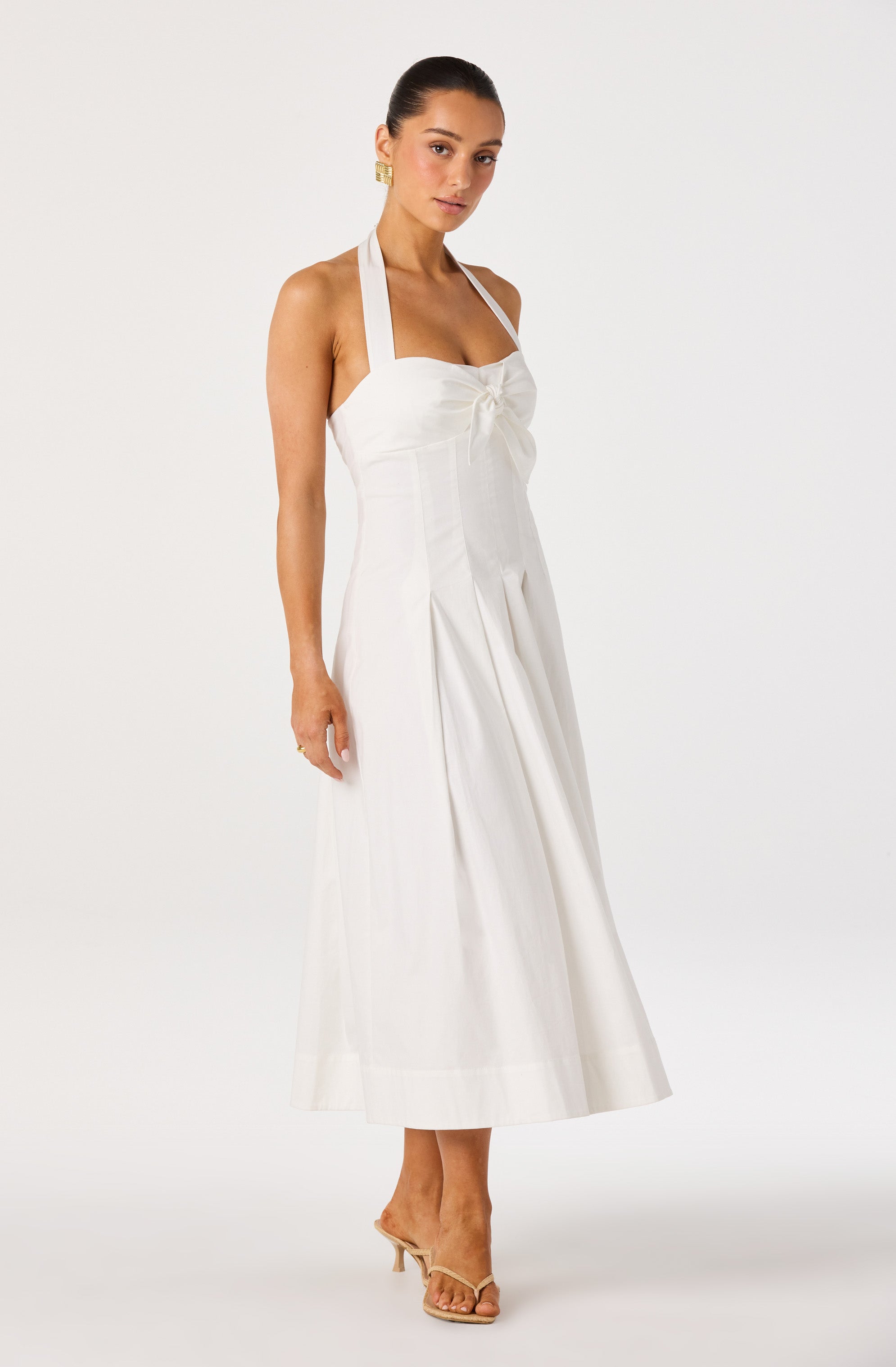 Janae Pleated Halter Midi Dress