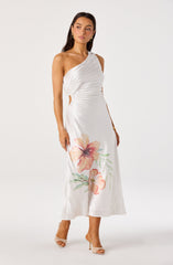 Cameron Floral One-Shoulder Midi Dress