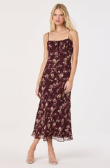 Abriana Chiffon Ruched Midi Dress