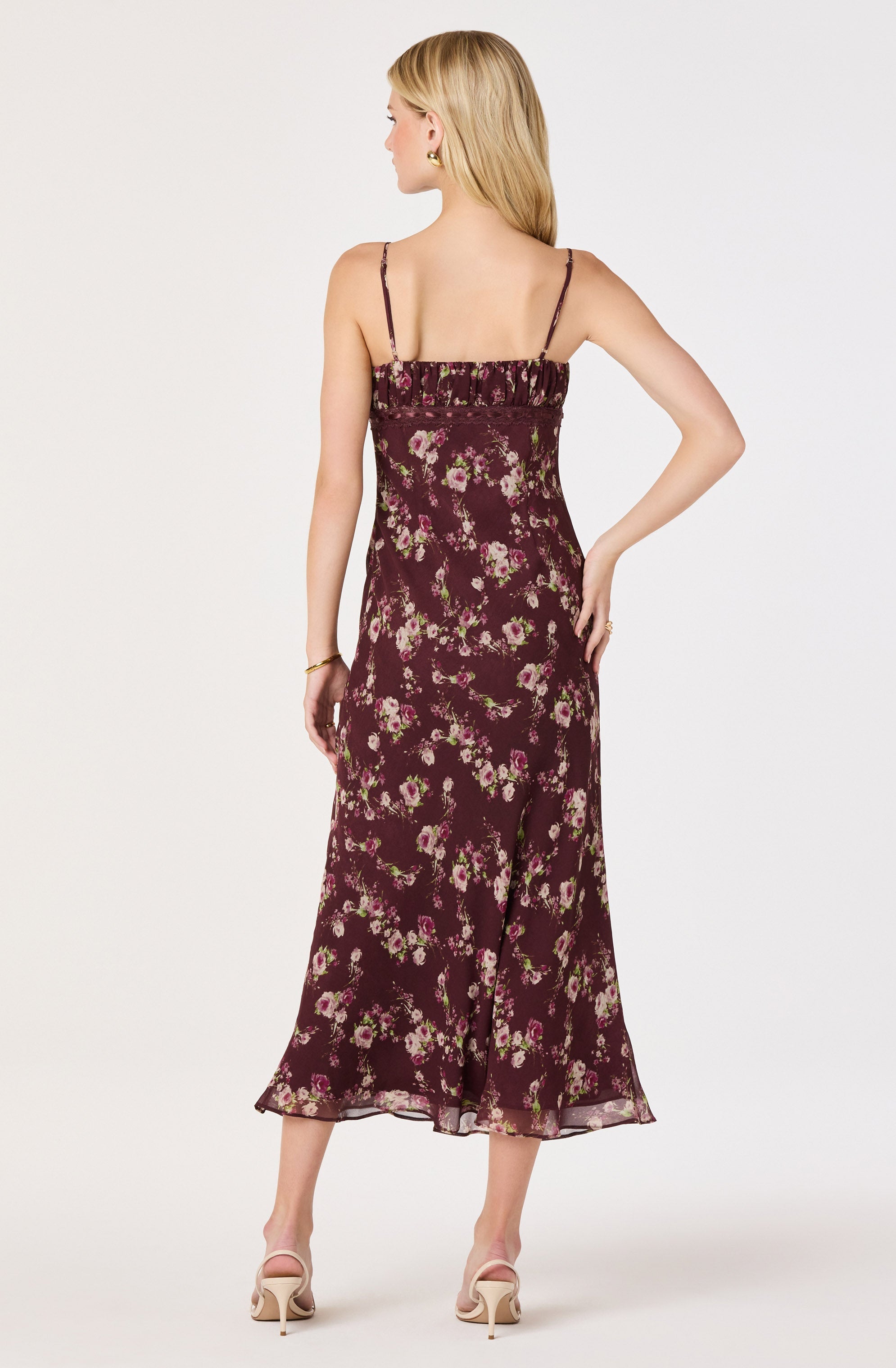 Abriana Chiffon Ruched Midi Dress