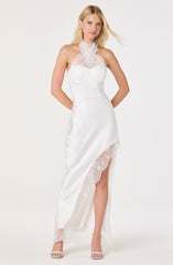 Cristell Lace Halter Criss-Cross Maxi Dress