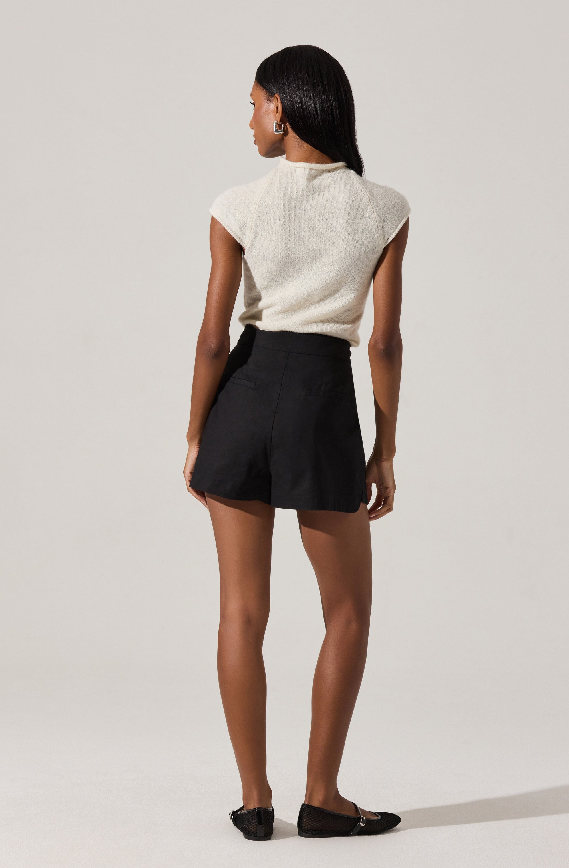 Asymmetric Linen Shorts