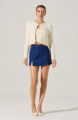 Belted Denim Mini Skort