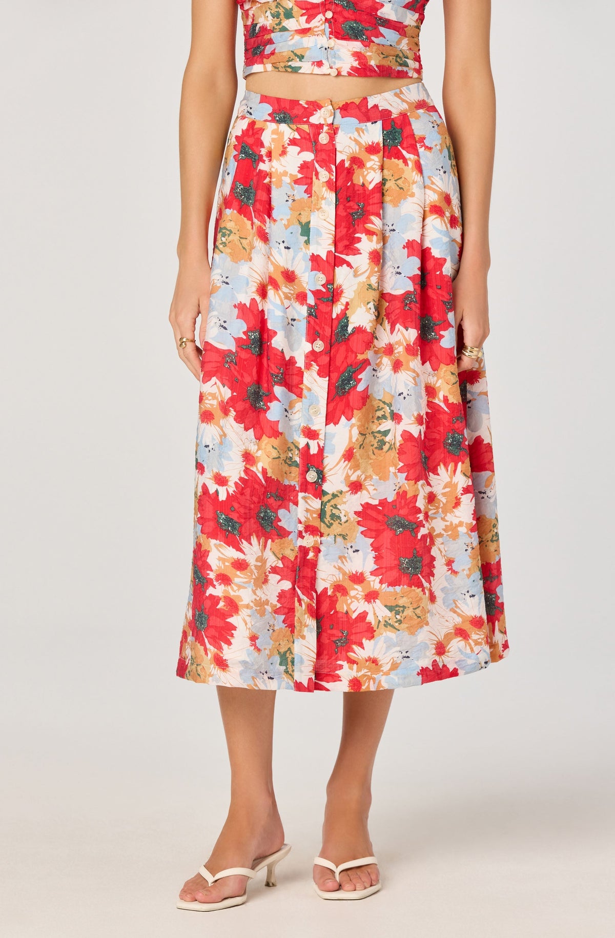 Button front midi skirt