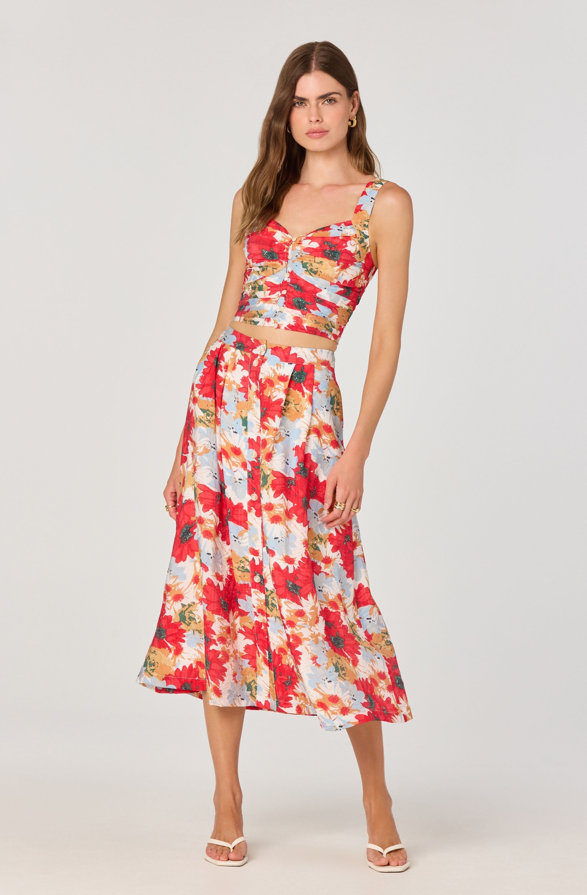 Button front midi skirt