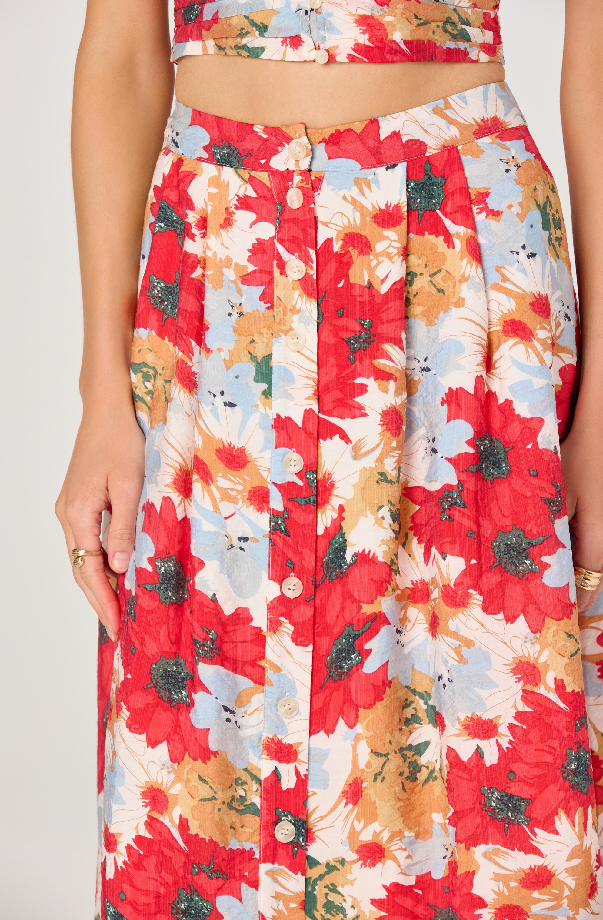 Button front midi skirt