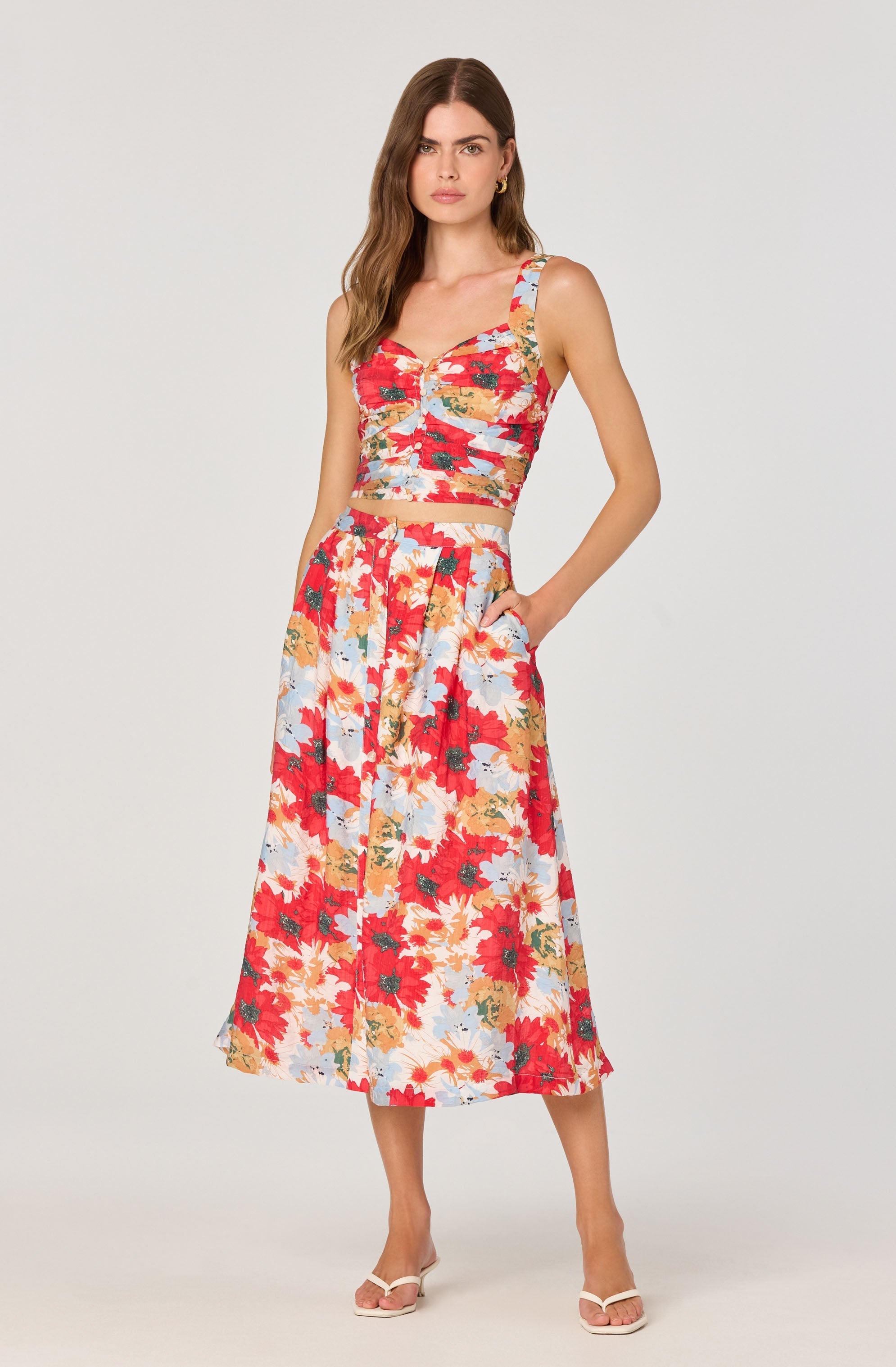 Button front midi skirt