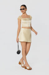 Elliana Scallop Trim Satin Mini Skirt