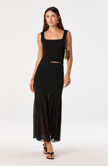 Halie Mixed Media Maxi Skirt