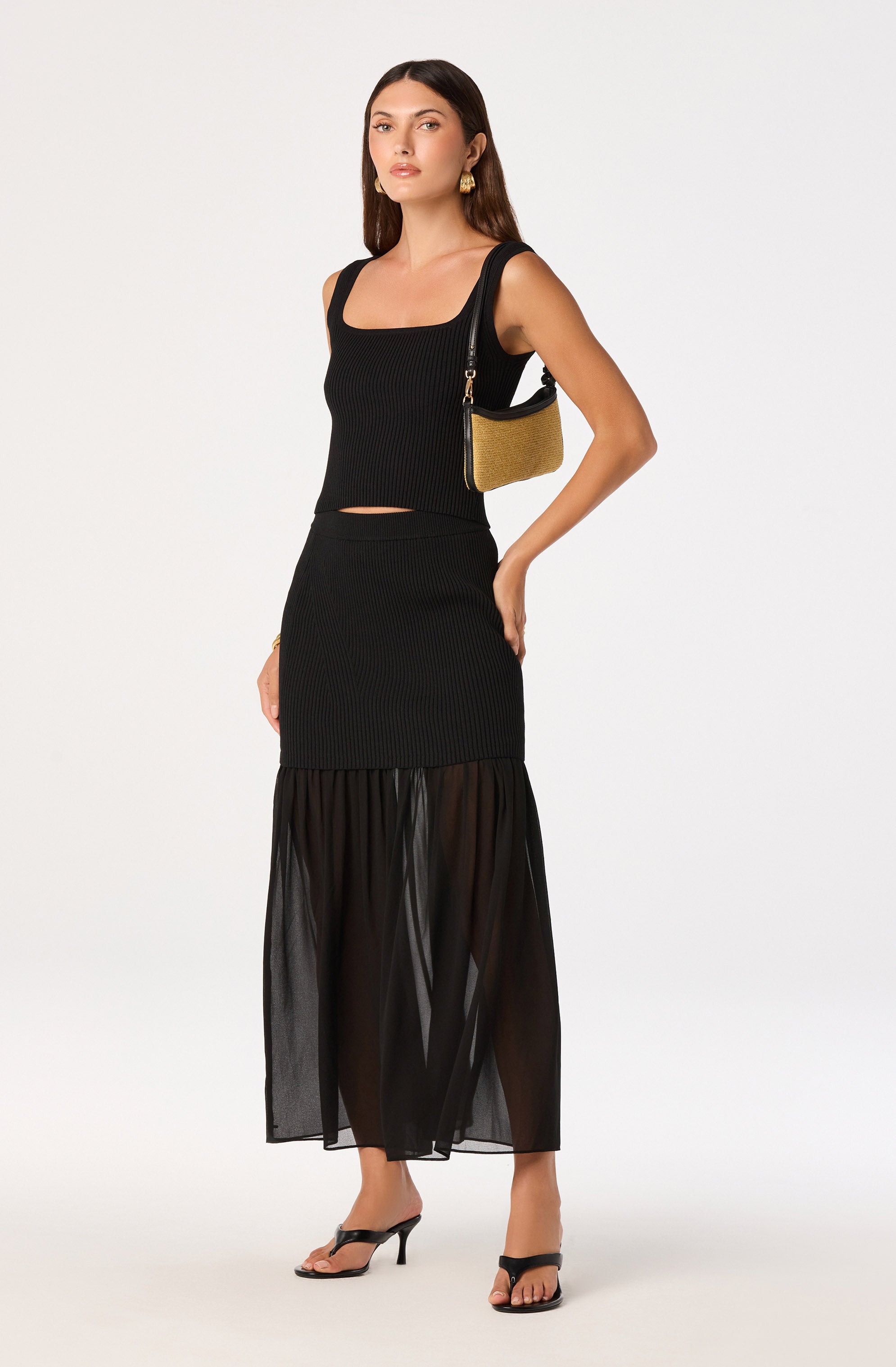 Halie Mixed Media Maxi Skirt