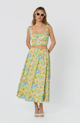 Jolie Floral Gathered Midi Skirt