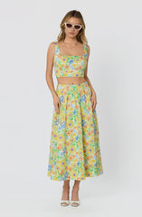 Jolie Floral Gathered Midi Skirt