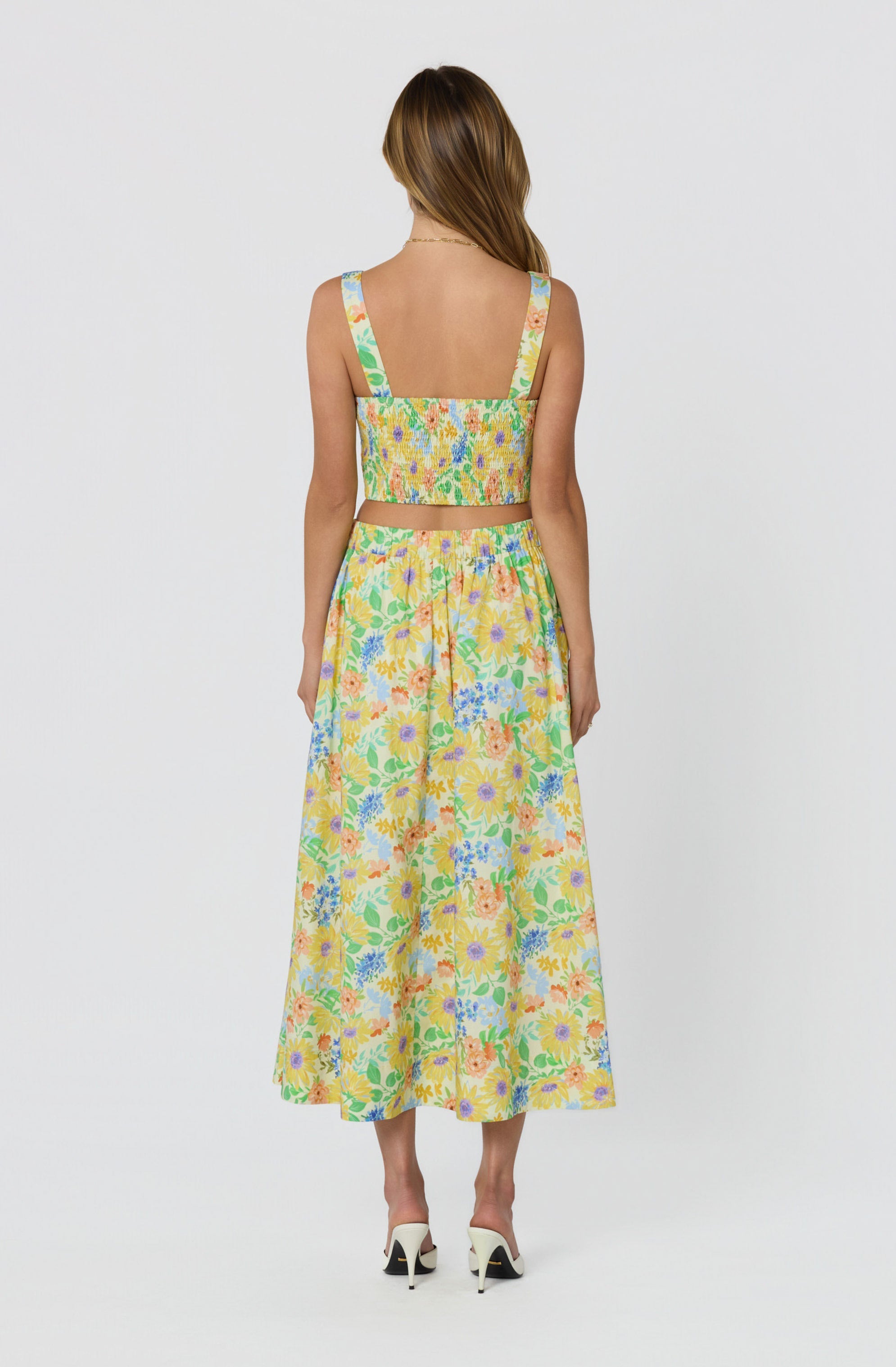 Jolie Floral Gathered Midi Skirt