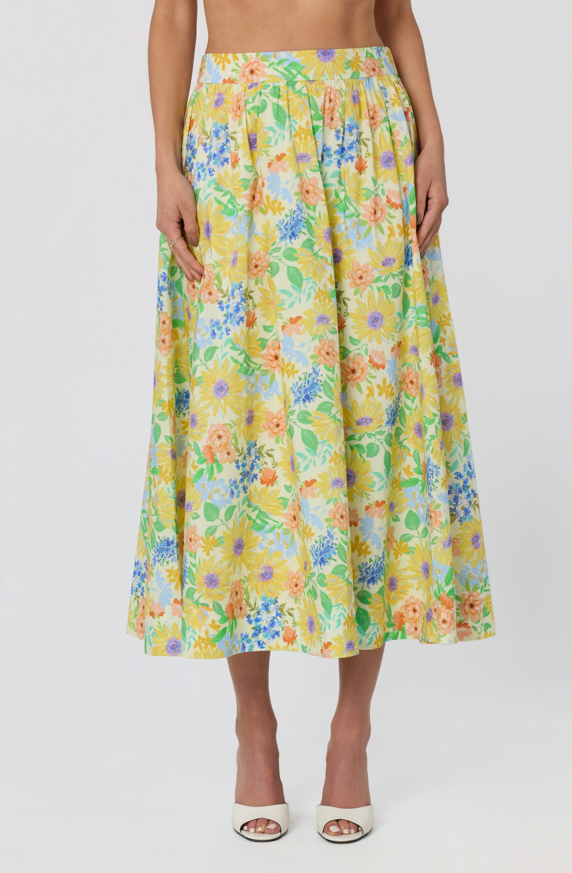 Jolie Floral Gathered Midi Skirt