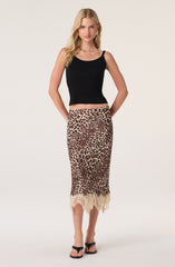 Eilinna Lace Hem Satin Midi Skirt