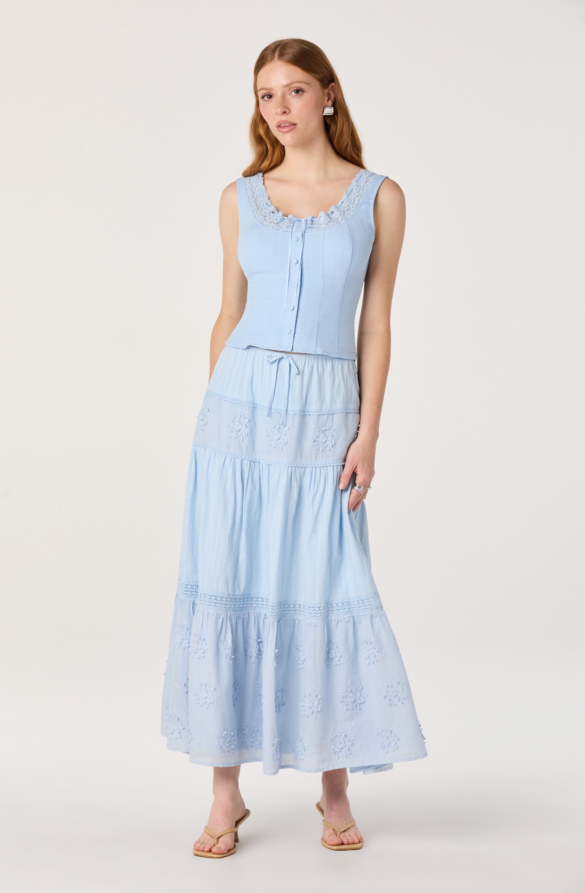 Gwyn Embroidered Midi Skirt