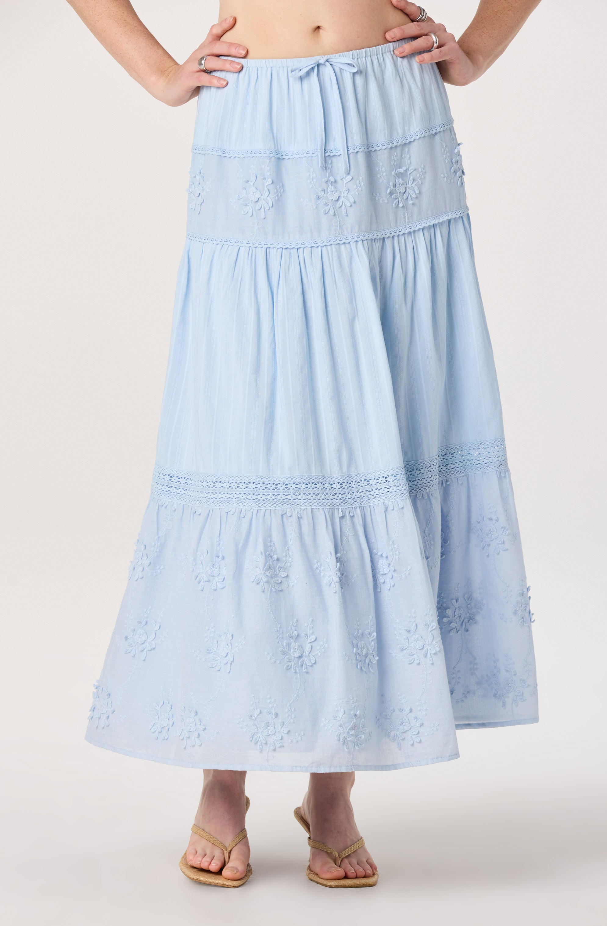 Gwyn Embroidered Midi Skirt