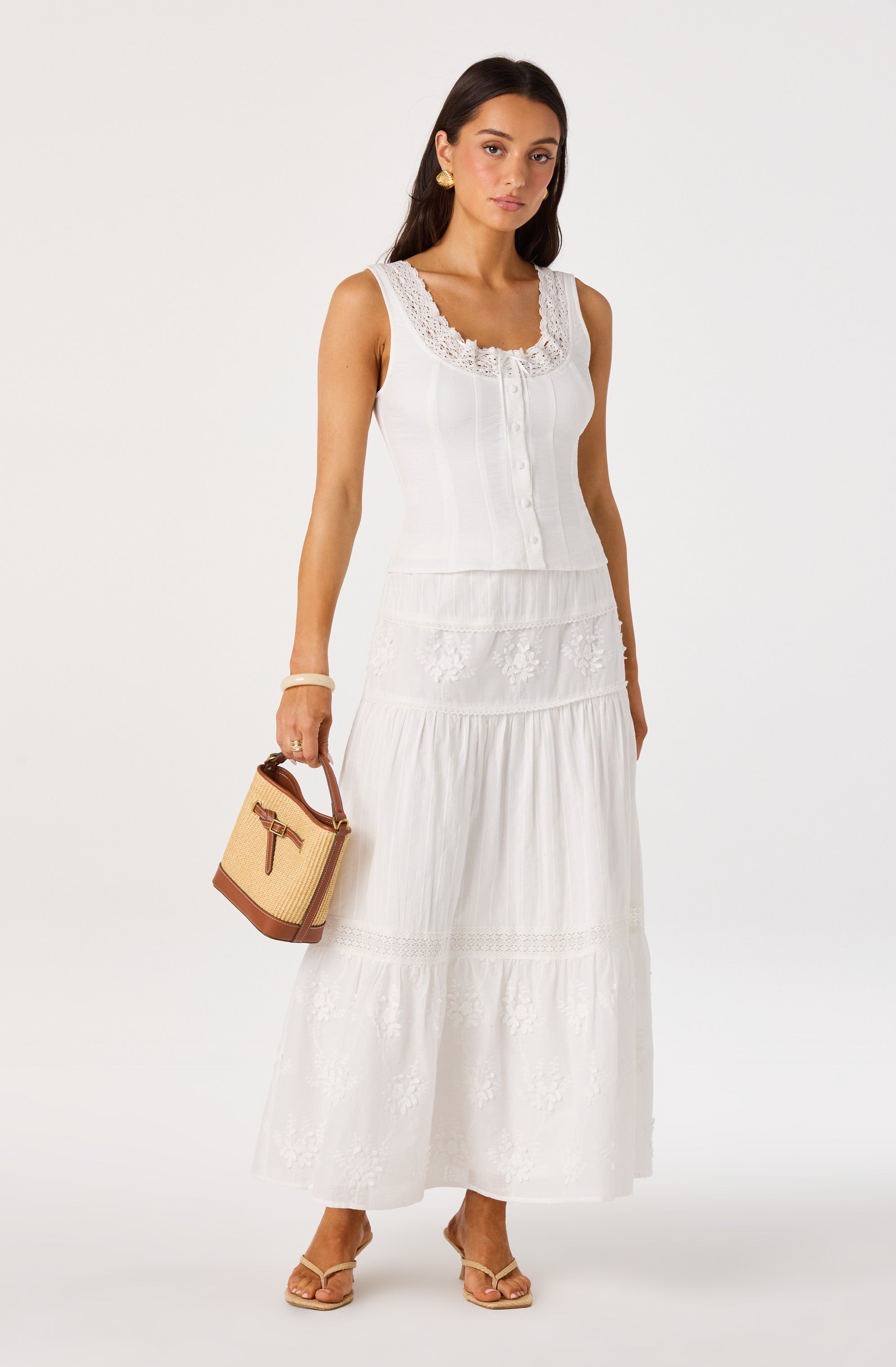 Gwyn Embroidered Midi Skirt
