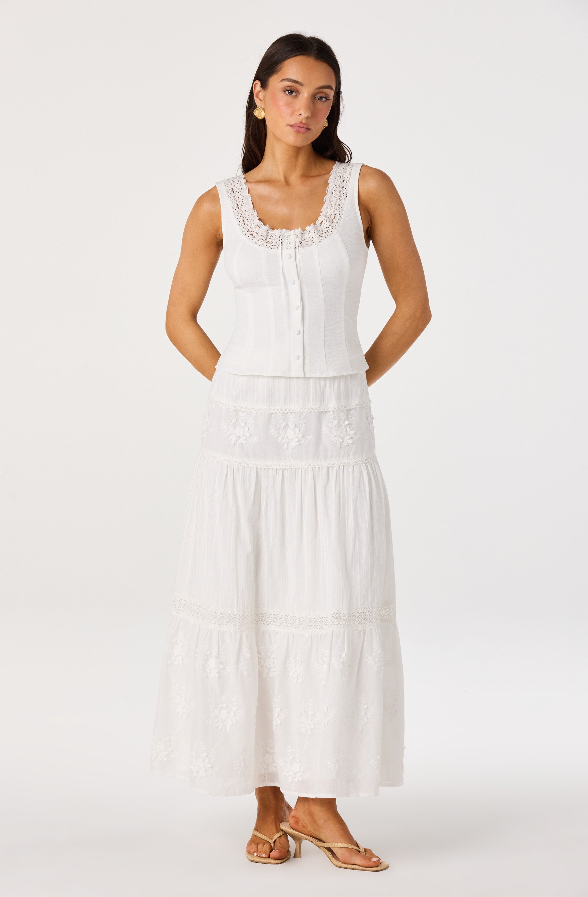 Gwyn Embroidered Midi Skirt