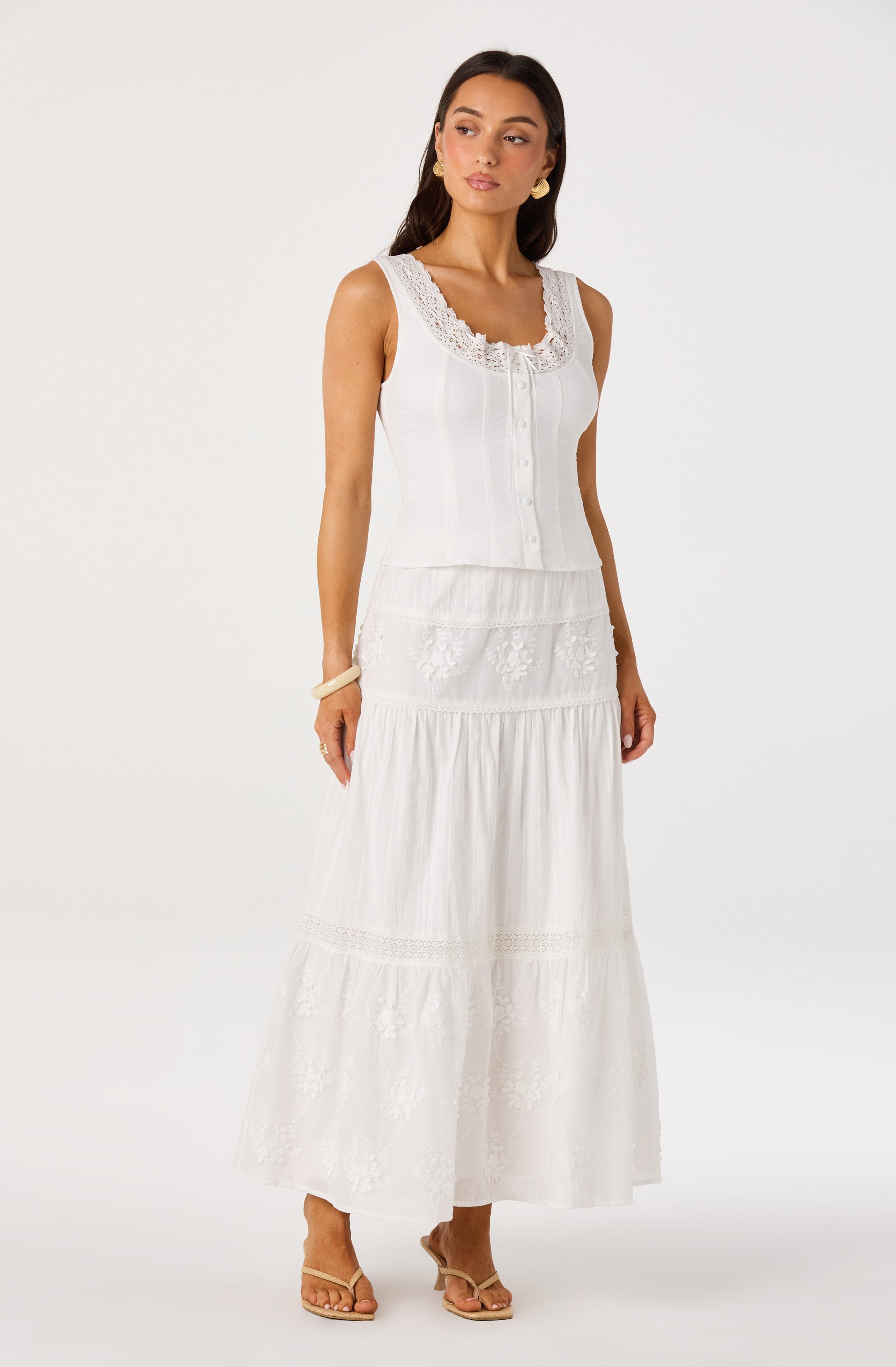 Gwyn Embroidered Midi Skirt