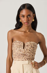 Dahlea Linen Strapless Leopard Top