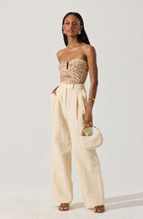 Dahlea Linen Strapless Leopard Top
