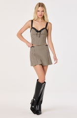 Gingham Lace Trim Bustier Top