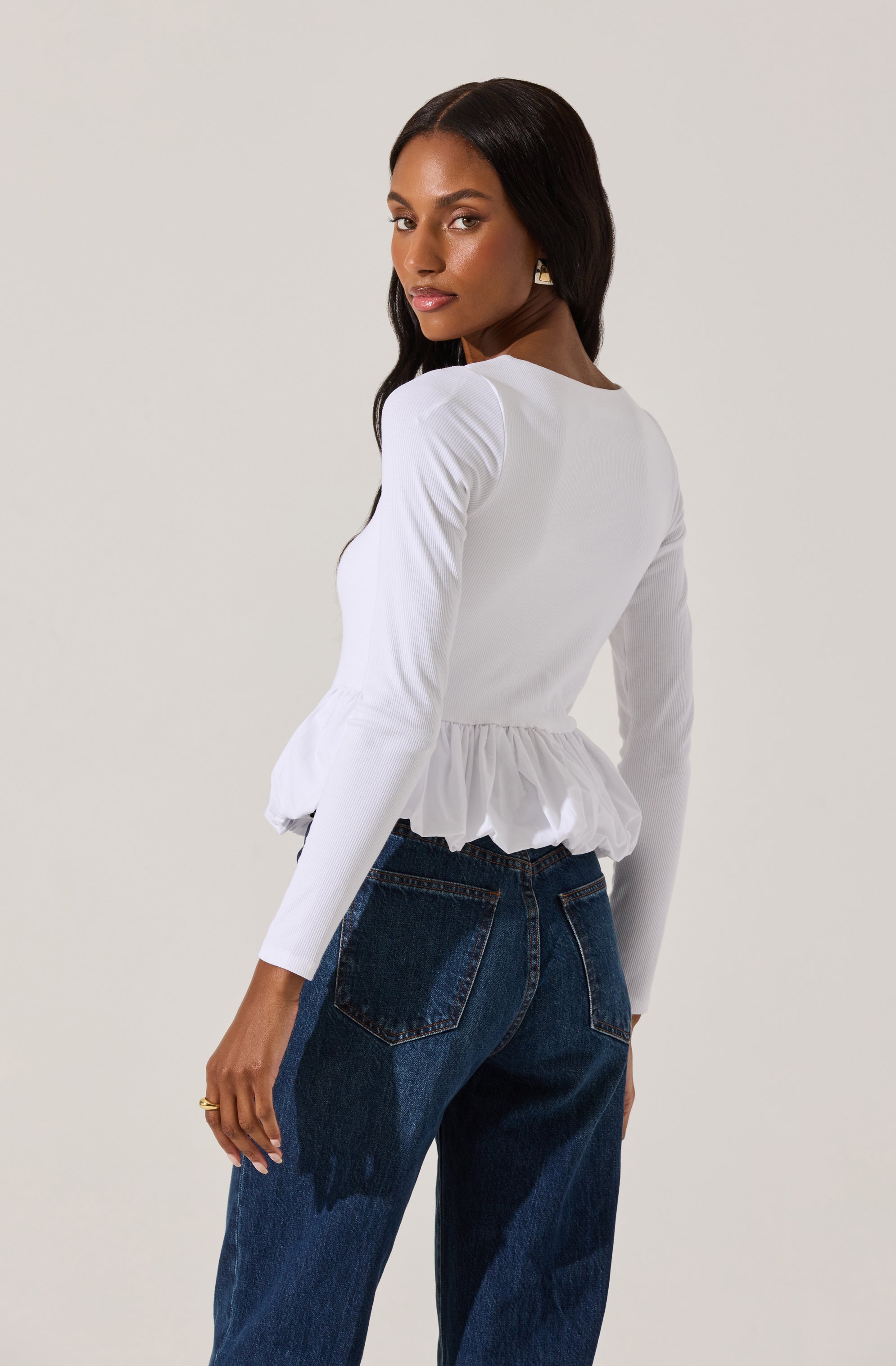 Bubble Hem Peplum Top